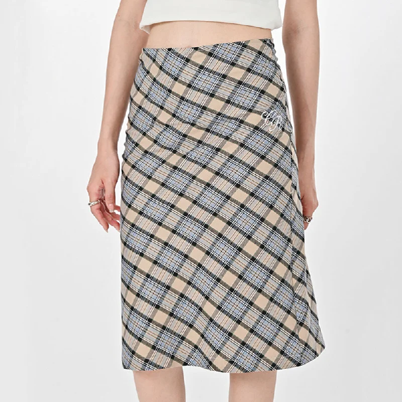 Gossip Goes Around Plaid Midi Skirt chiffon skirt floaty