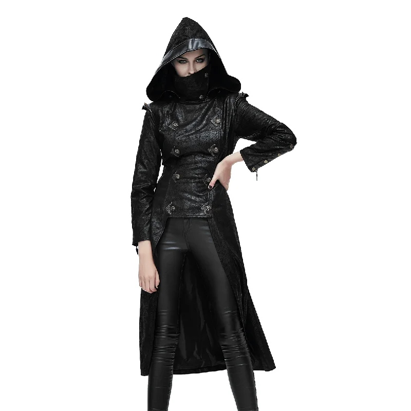 Gothic Style Ladies SlimHooded Coat with Rivets / Steampunk Black Coats For Women Hooded Sweatshirt Casual Wear Street Style Gothic Style Ladies SlimHooded Coat with Rivets / Steampunk Black Coats For Women Hooded Sweatshirt Casual Wear Street Style