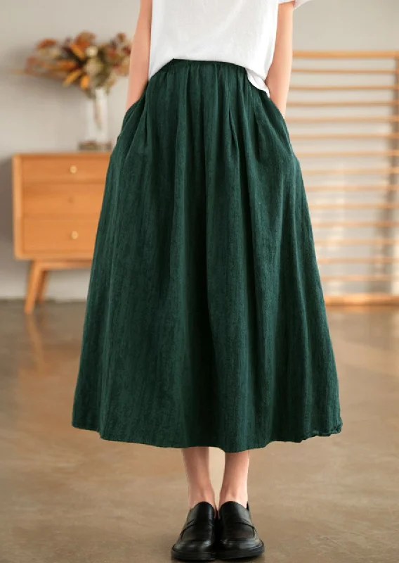 Green Cotton Autumn Skirt, Women's Skirt,Casual Full Skirt, Spring Women Clothes high waist skirt