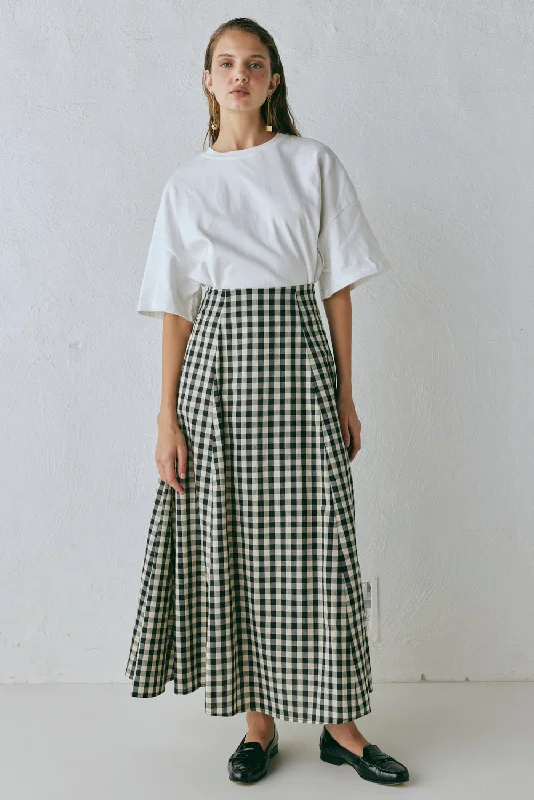 Hanni Maxi Skirt Black Check floral skirt print