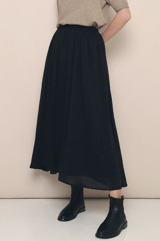 Hathaway Airy Maxi Skirt Black athletic skirt fit