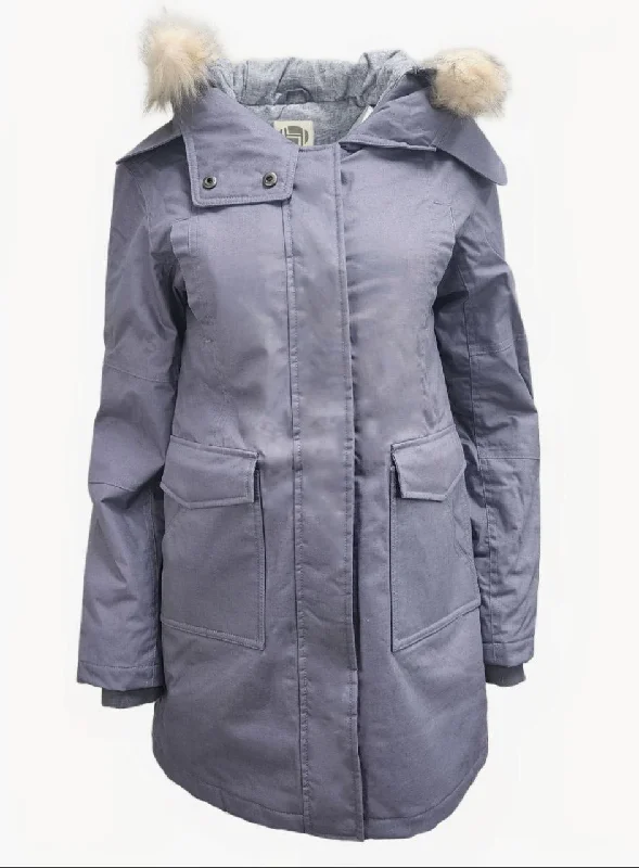HoodLamb Women's Grey Fur Collar Hooded Hemp Warm Parka 420 NWT Hoodie with Cuffed Sleeves Snug Secure HoodLamb Women's Grey Fur Collar Hooded Hemp Warm Parka 420 NWT Hoodie with Cuffed Sleeves Snug Secure