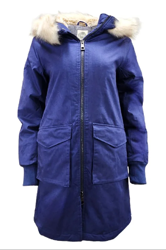 HoodLamb Women's Navy Long Natural Hemp Hooded Parka 420 NWT Hoodie with Ribbed Hem Stretchable Secure HoodLamb Women's Navy Long Natural Hemp Hooded Parka 420 NWT Hoodie with Ribbed Hem Stretchable Secure