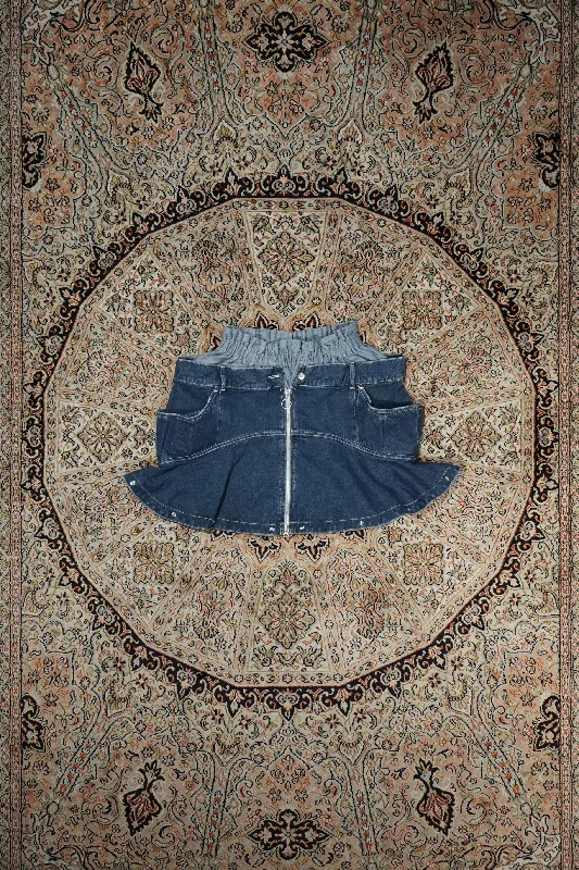 HOUGA jean skirt tops (blue) chiffon skirt airy