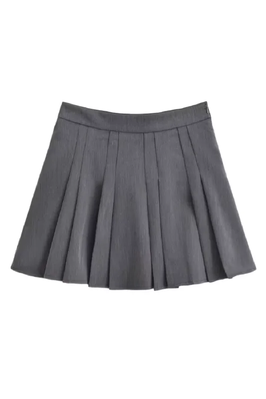 'Irene' Pleated Short Skirt silk skirt smooth