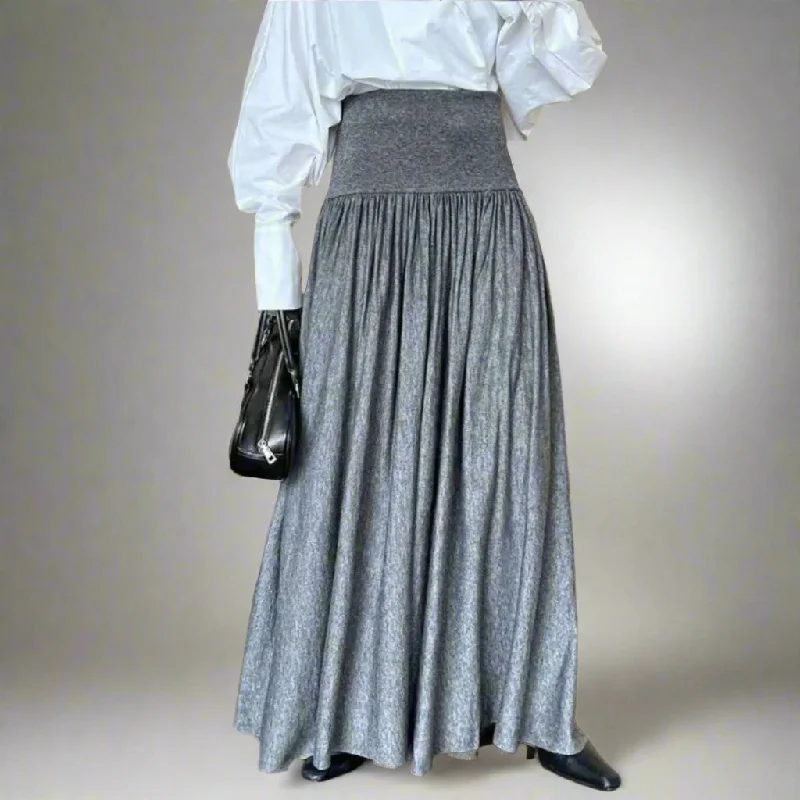Jazz Up Maxi Winter Gray Skirt pleated skirt texture