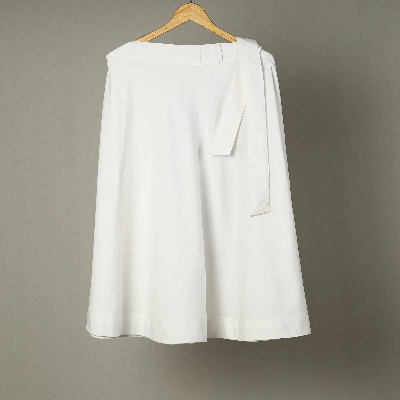 White - Jhiri Handloom Cotton Wrap Around Plain Skirt 07 linen skirt natural
