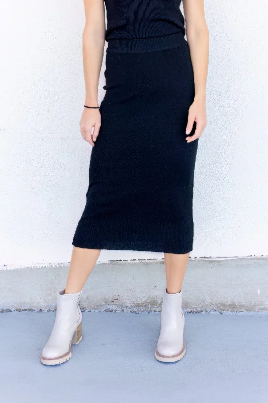 NATALIE KNIT SKIRT leather skirt sleek