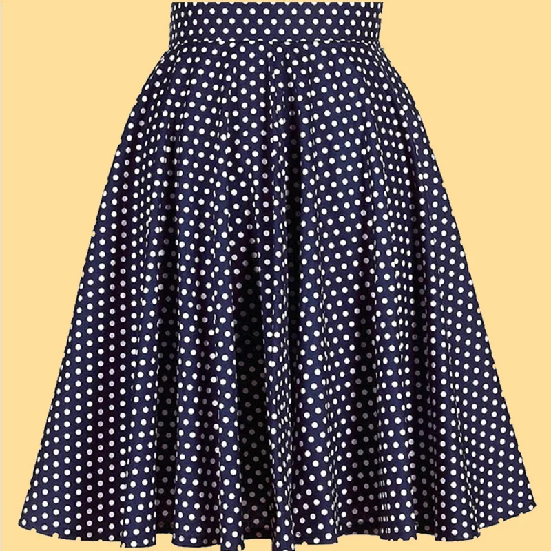 Kinny & Howie Latest Flame Vintage Style Polka Dot Pin up Rockabilly Skirt linen skirt breathable