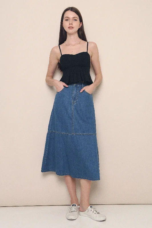 Kirin Peplum Denim Skirt wool skirt sturdy