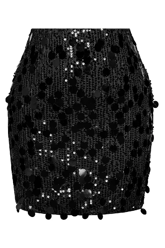 KK Women Sequined Party Skirt Elastic Waist Above Knee Bodycon Skirt chiffon skirt airy