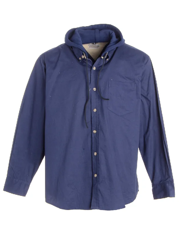 Label Navy Theo Hooded Shirt Hoodie with Elastic Waist Stretchable Comfortable
