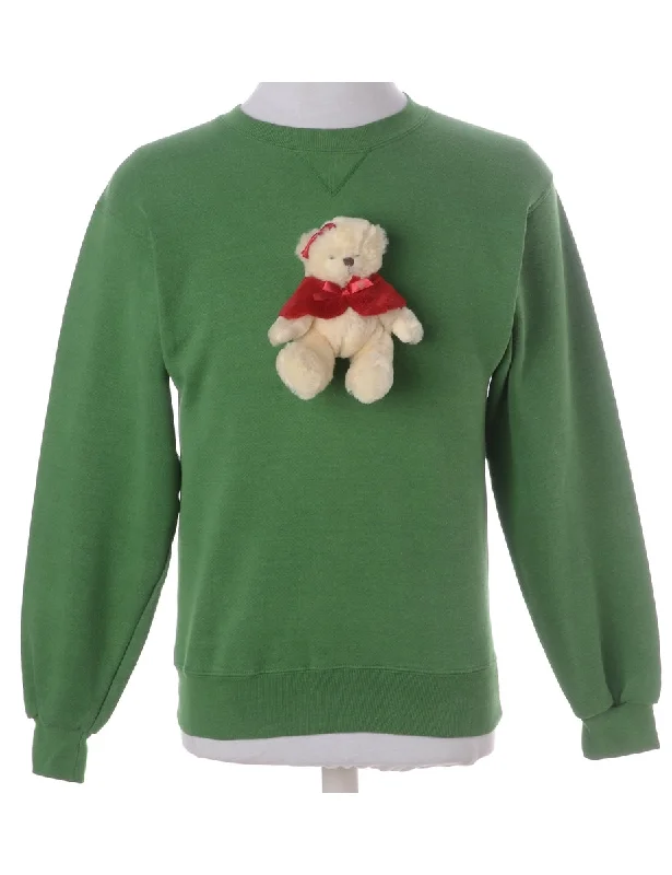 Label Novelty Christmas Sweatshirt Hoodie with Set-In Sleeves Structured Classic