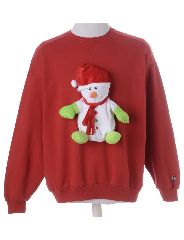 Label Novelty Christmas Sweatshirt Hoodie with Frayed Bohemian Relaxed