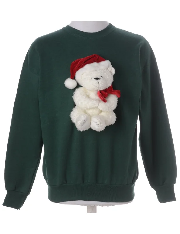Label Novelty Christmas Sweatshirt Hoodie with Zipper Placket Modern Functional