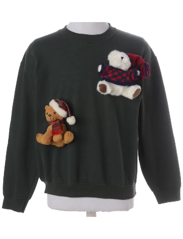 Label Novelty Christmas Sweatshirt Hoodie with Double Zipper Versatile Adjustable