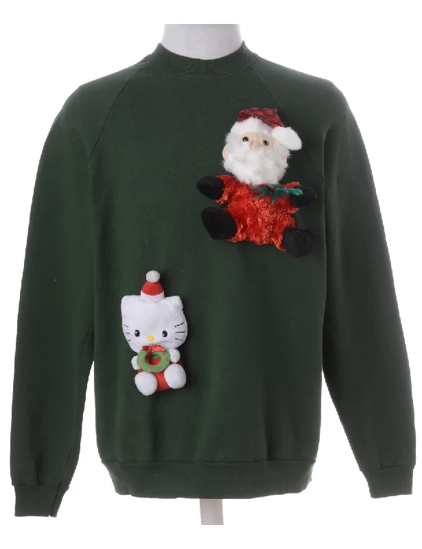 Label Novelty Christmas Sweatshirt Hoodie with Belted Waist Structured Tailored