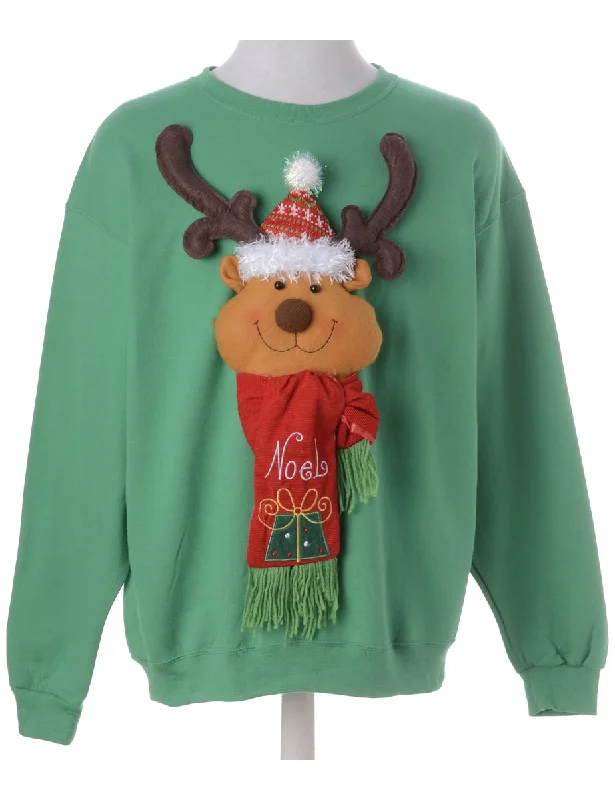 Label Novelty Christmas Sweatshirt Hoodie with Cuffed Sleeves Snug Secure