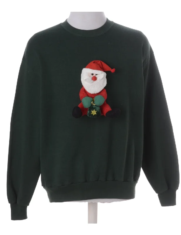 Label Novelty Christmas Sweatshirt Hoodie with High-Low Hem Asymmetrical Trendy
