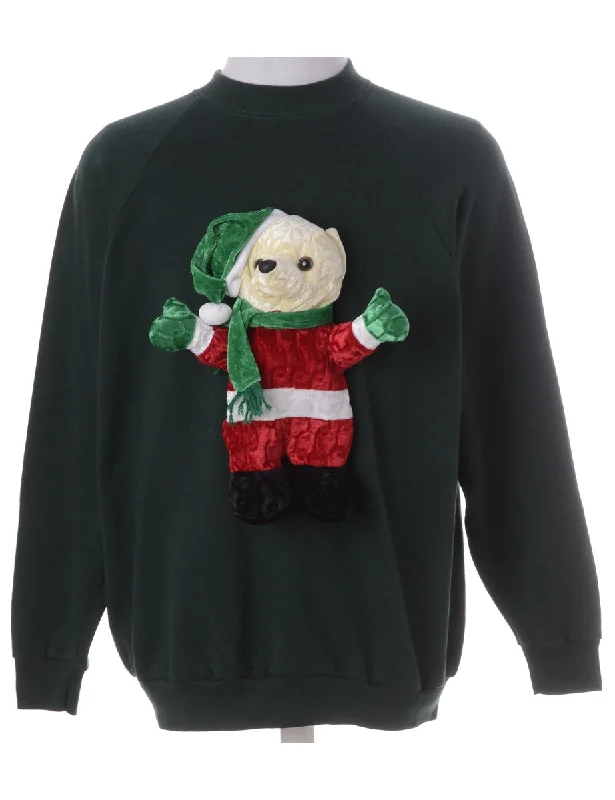 Label Novelty Christmas Sweatshirt Hoodie with Hem Ribbing Snug Secure