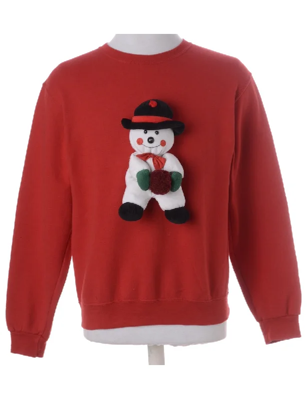 Label Novelty Christmas Sweatshirt Hoodie with Hem Applique Textured Unique
