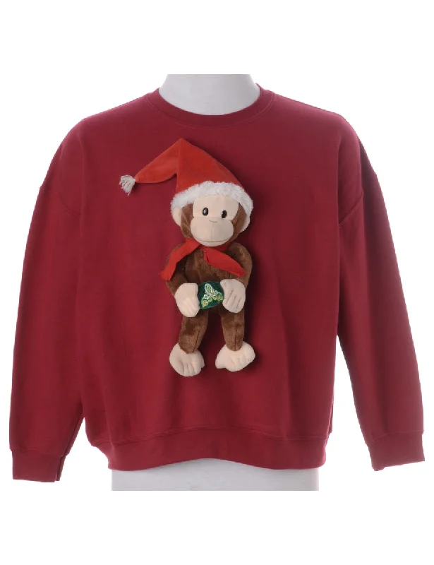 Label Novelty Christmas Sweatshirt Hoodie with Mock Neck Collared Structured