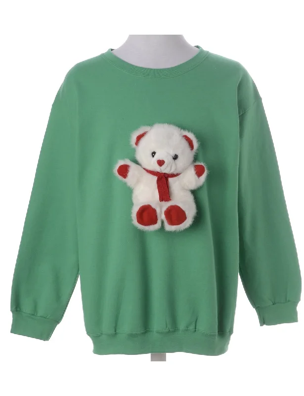 Label Novelty Christmas Sweatshirt Hoodie with Zipper Placket Modern Functional