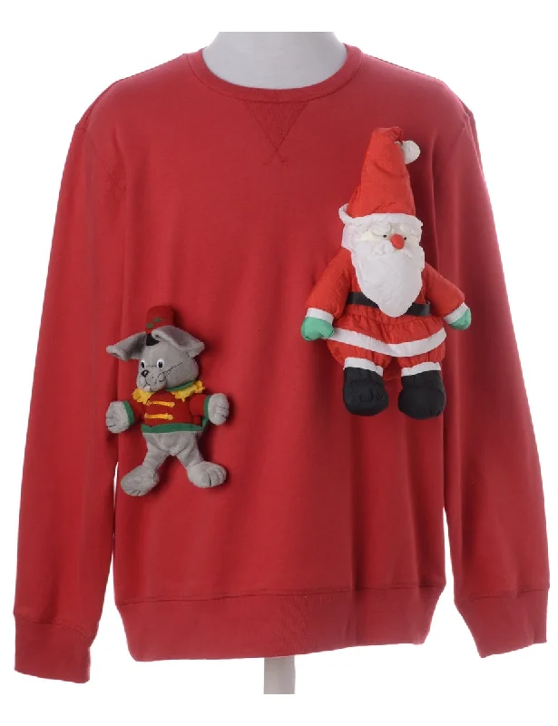 Label Novelty Christmas Sweatshirt Hoodie with Belted Waist Structured Tailored