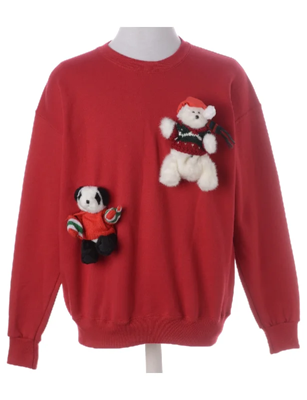 Label Novelty Christmas Sweatshirt Hoodie with Hem Detail Decorative Unique