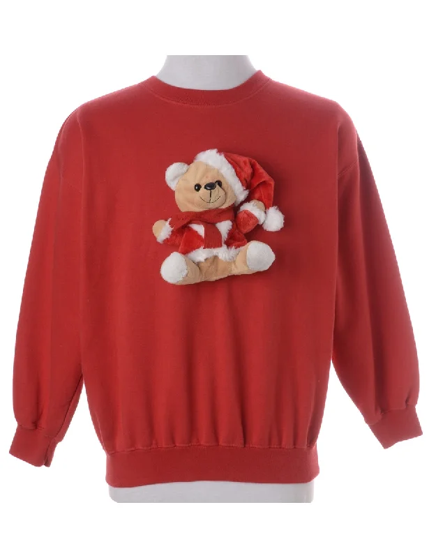 Label Novelty Christmas Sweatshirt Hoodie with Hem Contrast Bold Stylish