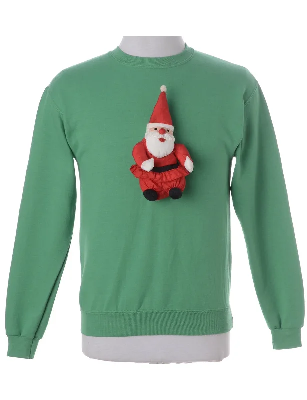 Label Novelty Christmas Sweatshirt Hoodie Crop Top Short Trendy