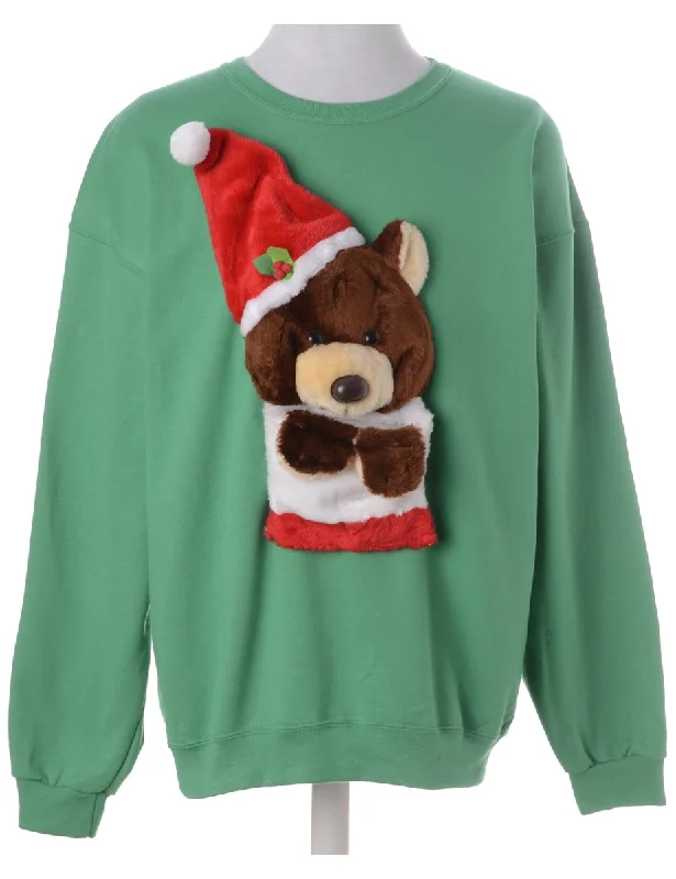 Label Novelty Christmas Sweatshirt Hoodie with Thumb Holes Functional Cozy