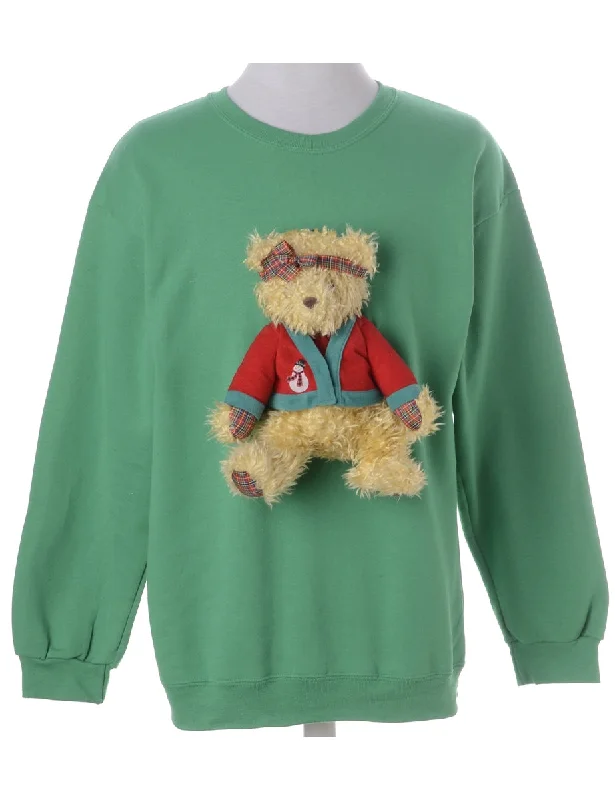 Label Novelty Christmas Sweatshirt Hoodie with Metallic Shiny Futuristic