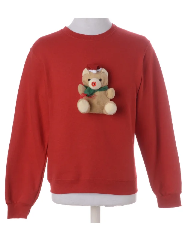 Label Novelty Christmas Sweatshirt Hoodie with Ribbed Hem Stretchable Secure