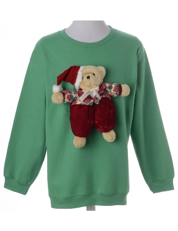Label Novelty Christmas Sweatshirt Hoodie with Relaxed Fit Easy Casual