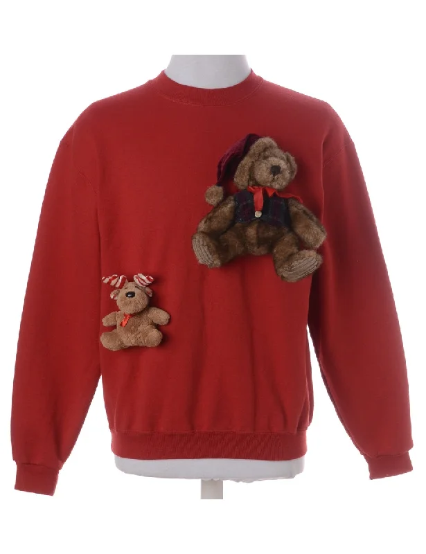 Label Novelty Christmas Sweatshirt Hoodie with Set-In Sleeves Structured Classic