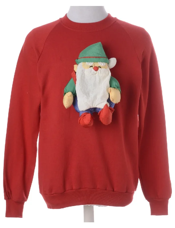 Label Novelty Christmas Sweatshirt Hoodie with Belted Waist Structured Tailored