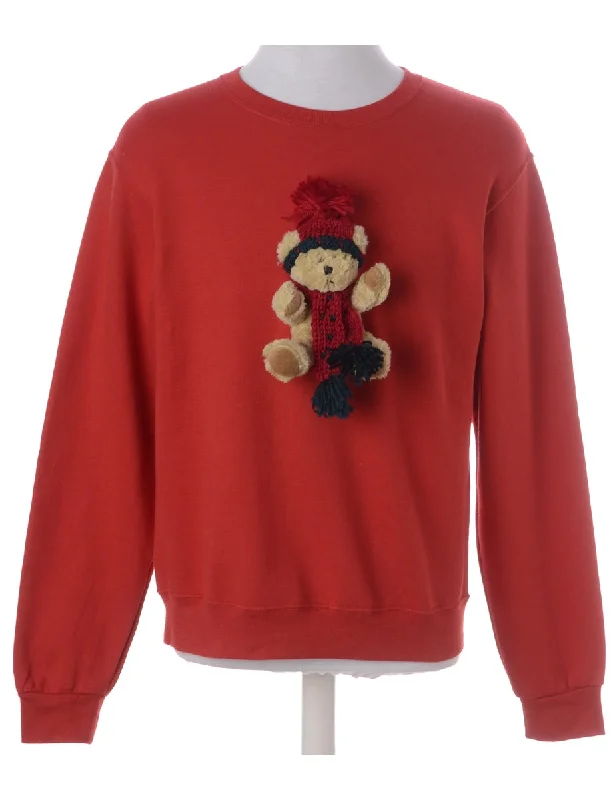 Label Novelty Christmas Sweatshirt Hoodie with Hem Elastic Stretchable Comfortable