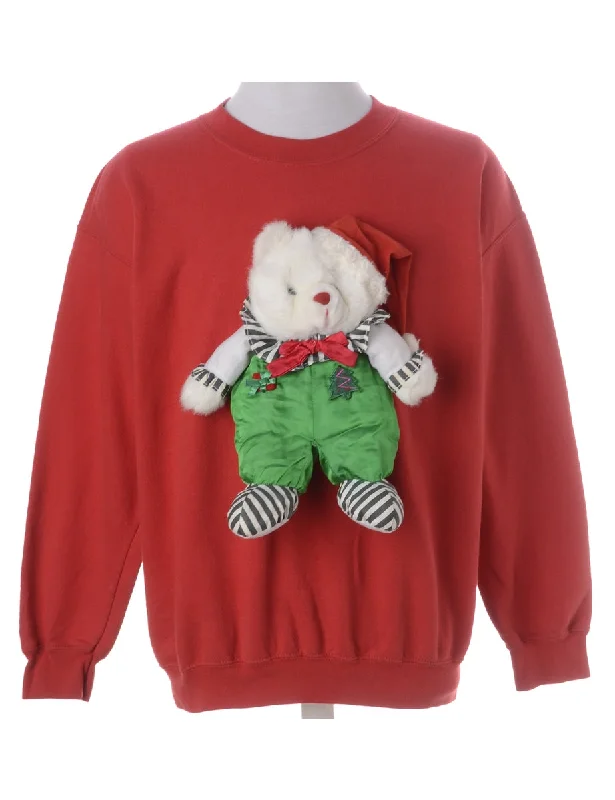 Label Novelty Christmas Sweatshirt Hoodie with Button Classic Timeless