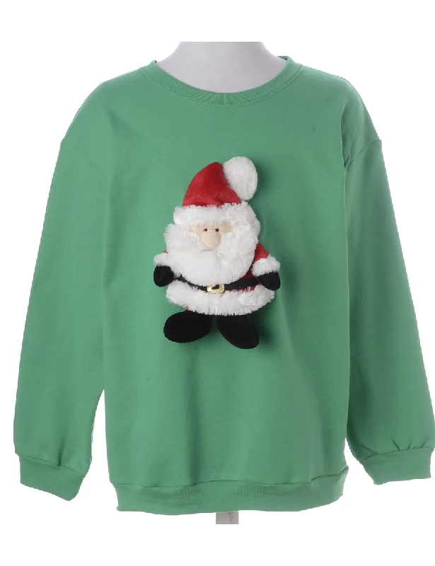 Label Novelty Christmas Sweatshirt Hoodie with Hem Lace Feminine Delicate