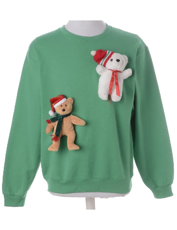Label Novelty Christmas Sweatshirt Hoodie Jacket Zipper Layering