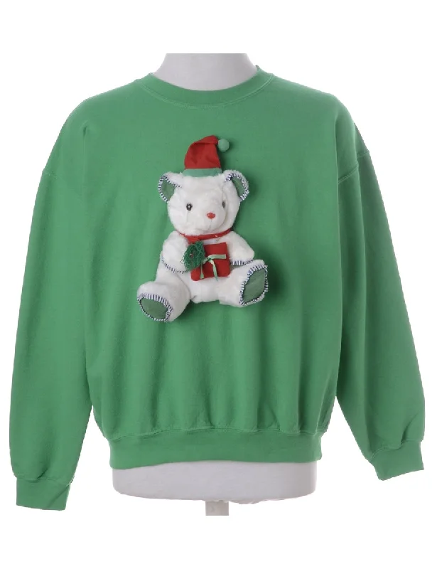 Label Novelty Christmas Sweatshirt Hoodie with Button Classic Timeless