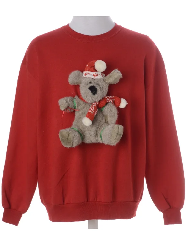 Label Novelty Christmas Sweatshirt Hoodie with Oversized Fit Loose Comfortable