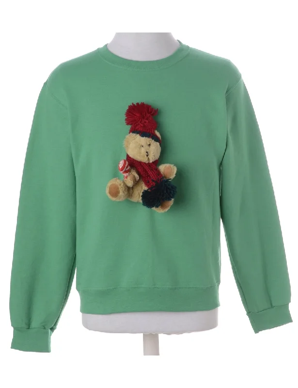 Label Novelty Christmas Sweatshirt Hoodie with Drop Shoulder Relaxed Streetwear