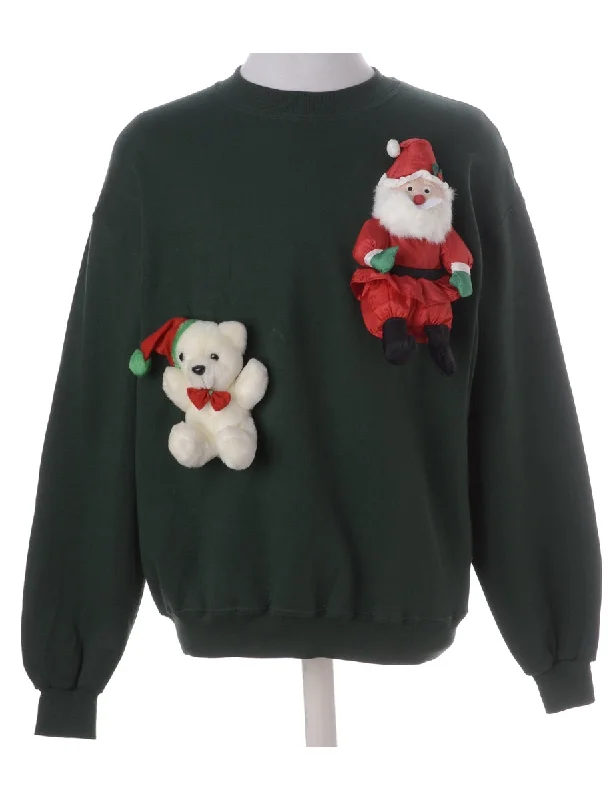 Label Novelty Christmas Sweatshirt Hoodie with Turtle Neck Cozy Winter