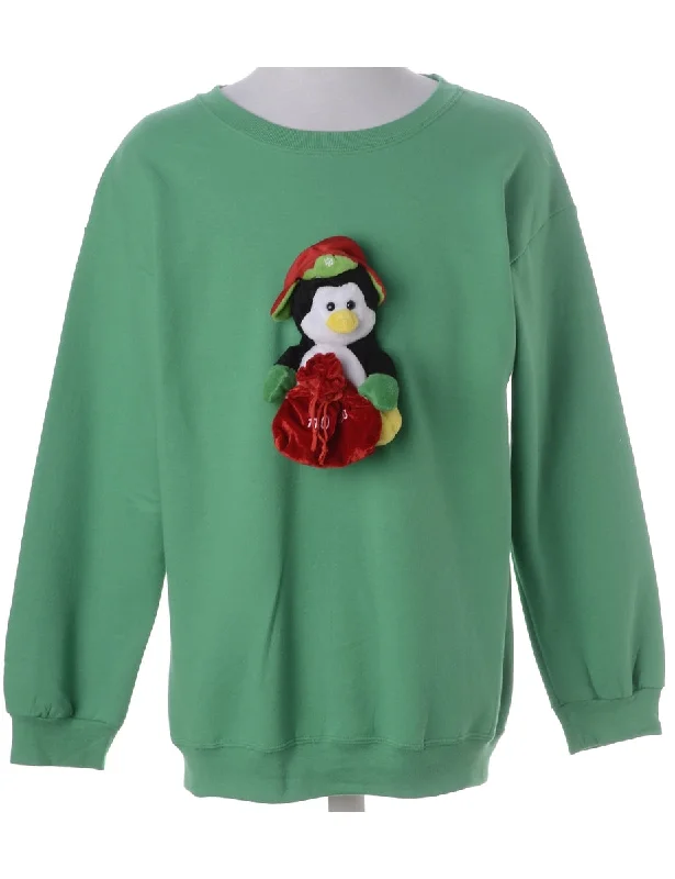 Label Novelty Christmas Sweatshirt Hoodie with Full-Zip Functional Layering