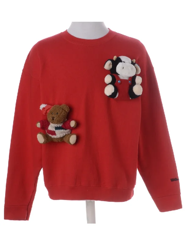 Label Novelty Christmas Sweatshirt Hoodie with Velcro Closure Adjustable Secure