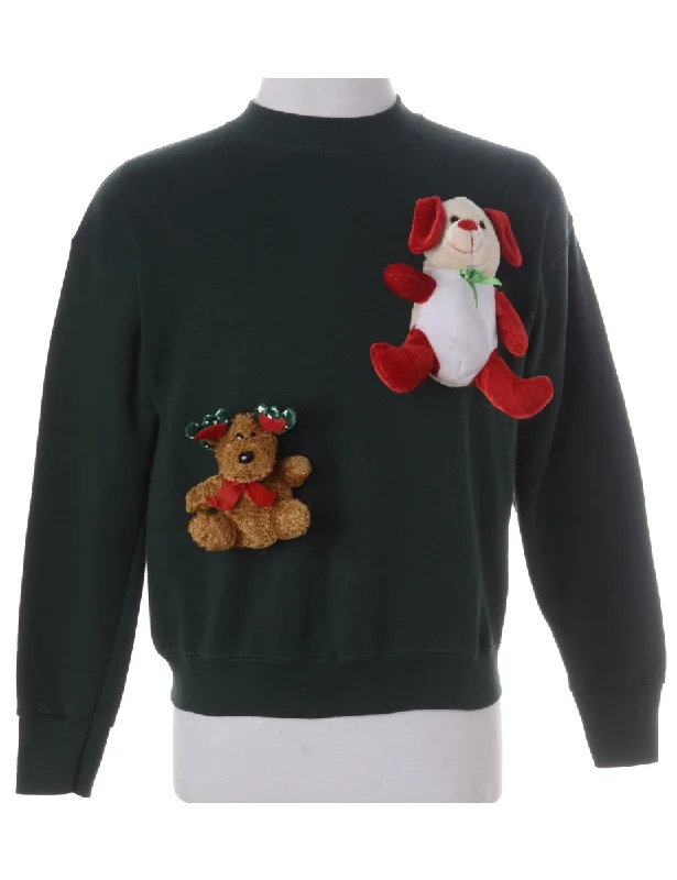 Label Novelty Christmas Sweatshirt Hoodie with Back Slit Movement Comfort