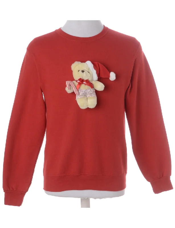 Label Novelty Christmas Sweatshirt Hoodie with Hem Contrast Bold Stylish