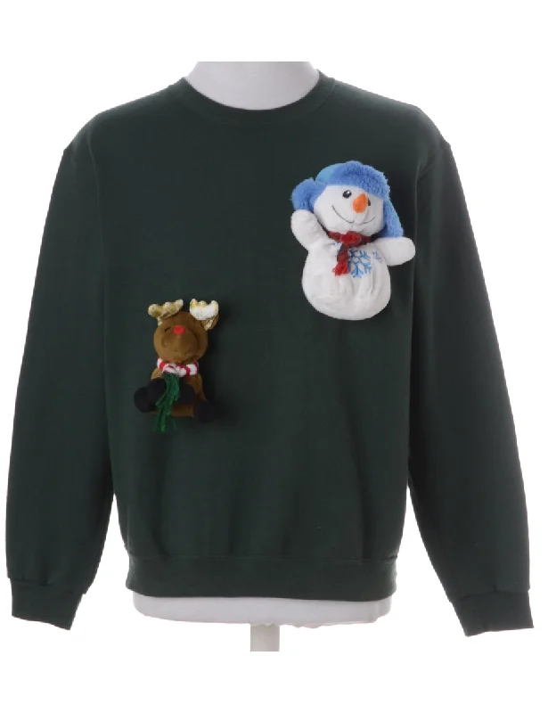 Label Novelty Christmas Sweatshirt Hoodie with Applique Textured Unique